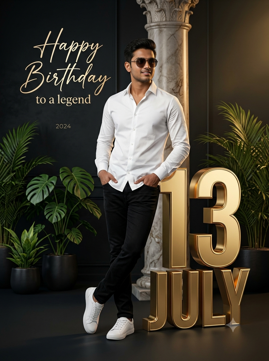 Luxury 13 July Birthday Flyer AI Prompt