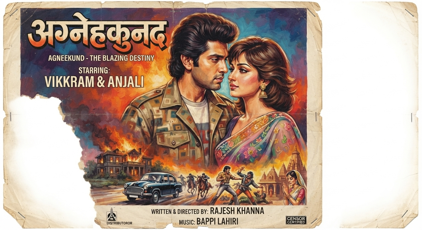 Fictional 1980s Bollywood Movie Poster AI Prompt